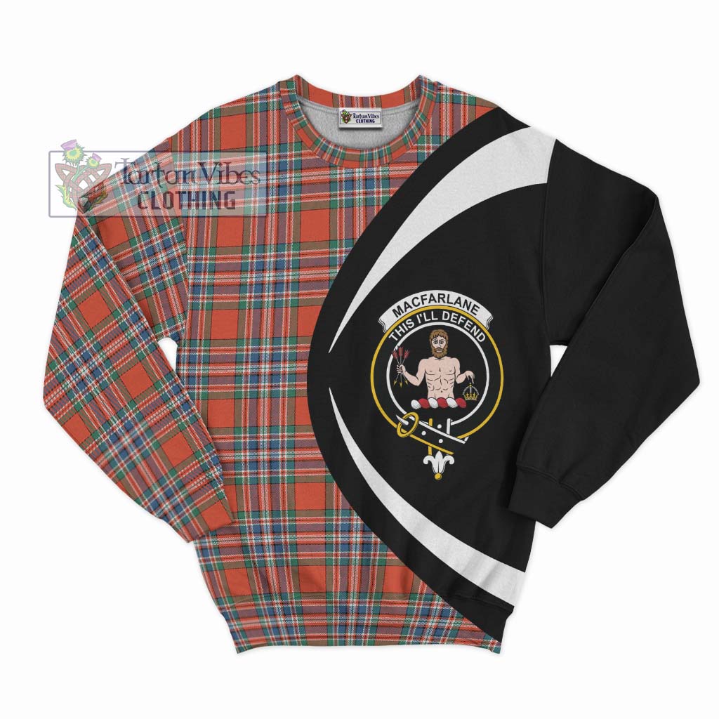 MacFarlane Ancient Tartan Sweatshirt with Family Crest Circle Style Unisex - Tartan Vibes Clothing