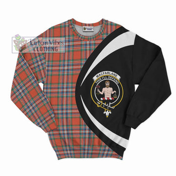 MacFarlane Ancient Tartan Sweatshirt with Family Crest Circle Style