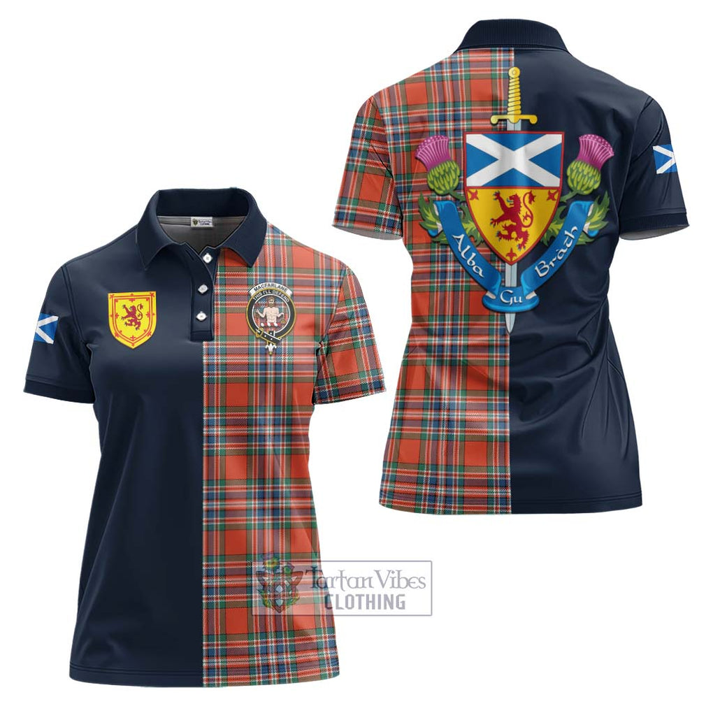 Tartan Vibes Clothing MacFarlane Ancient Tartan Women's Polo Shirt with Scottish Lion Royal Arm Half Style