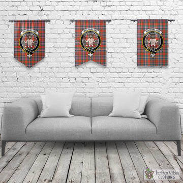 MacFarlane Ancient Tartan Gonfalon, Tartan Banner with Family Crest