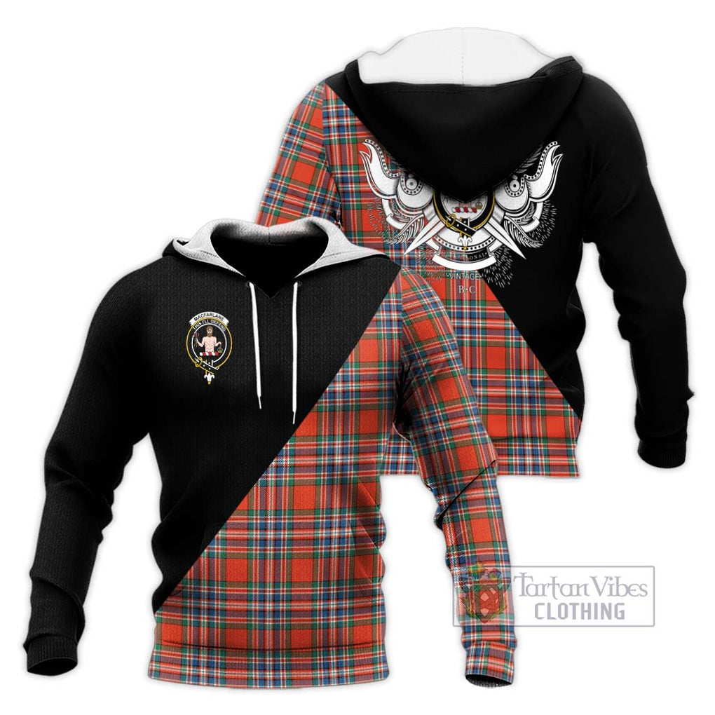 MacFarlane Ancient Tartan Knitted Hoodie with Family Crest and Military Logo Style Unisex Knitted Pullover Hoodie - Tartanvibesclothing Shop