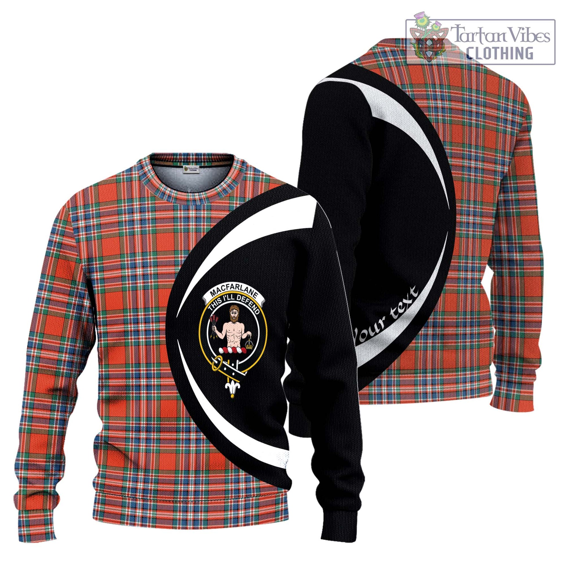 MacFarlane Ancient Tartan Knitted Sweater with Family Crest Circle Style Unisex - Tartan Vibes Clothing