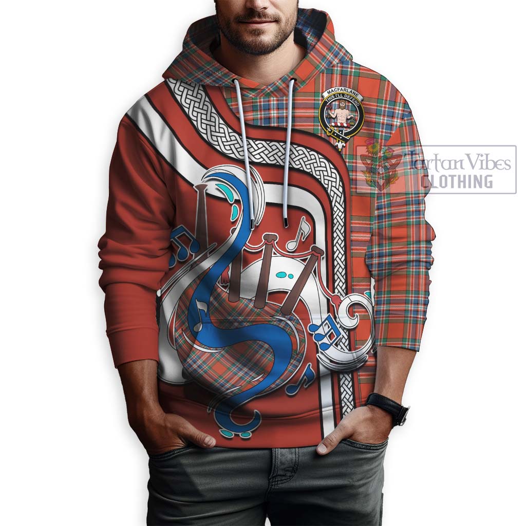 Tartan Vibes Clothing MacFarlane Ancient Tartan Hoodie with Epic Bagpipe Style