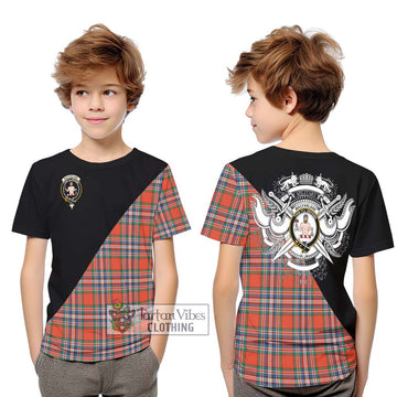 MacFarlane Ancient Tartan Kid T-Shirt with Family Crest and Military Logo Style