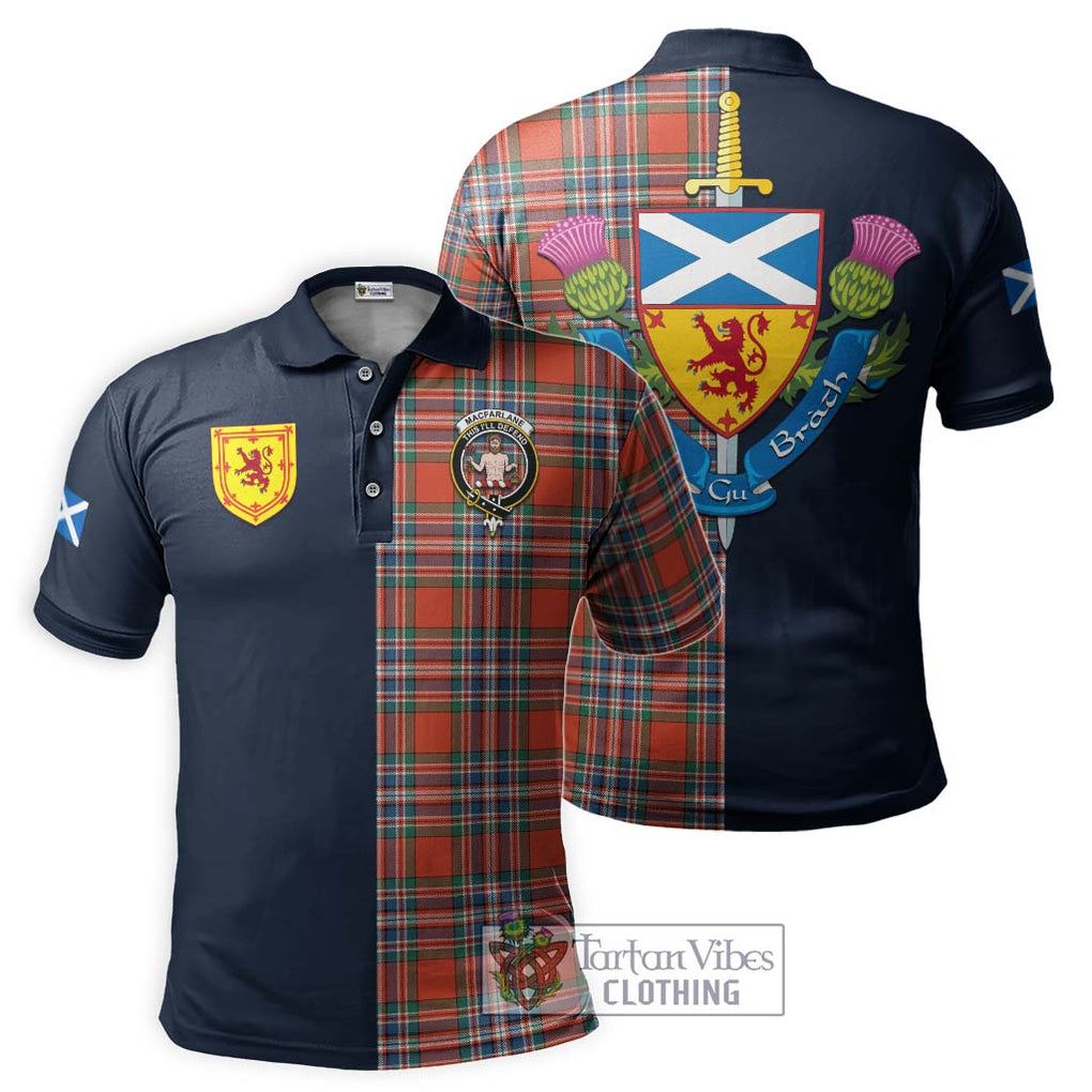 Tartan Vibes Clothing MacFarlane Ancient Tartan Polo Shirt with Scottish Lion Royal Arm Half Style