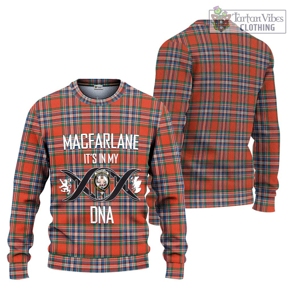 MacFarlane Ancient Tartan Knitted Sweater with Family Crest DNA In Me Style Unisex - Tartanvibesclothing Shop