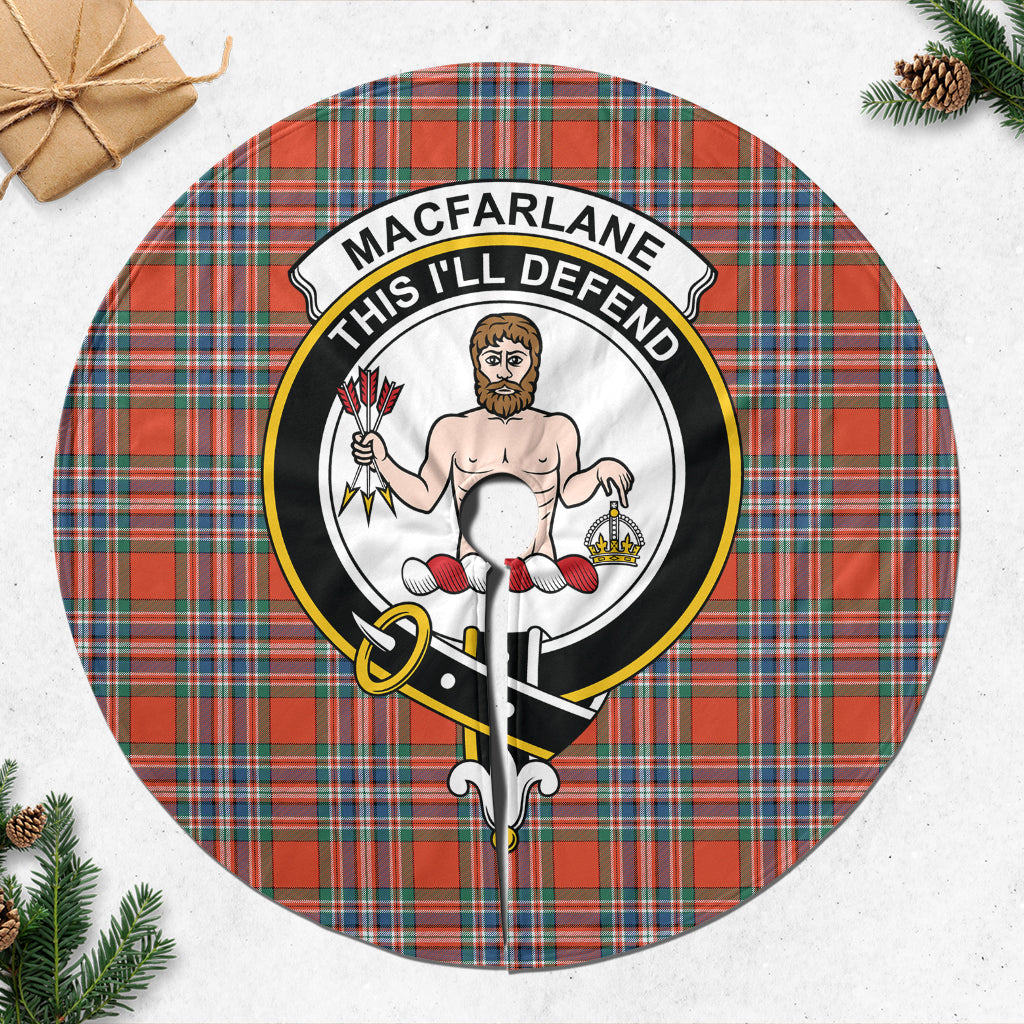 MacFarlane Ancient Tartan Christmas Tree Skirt with Family Crest - Tartanvibesclothing