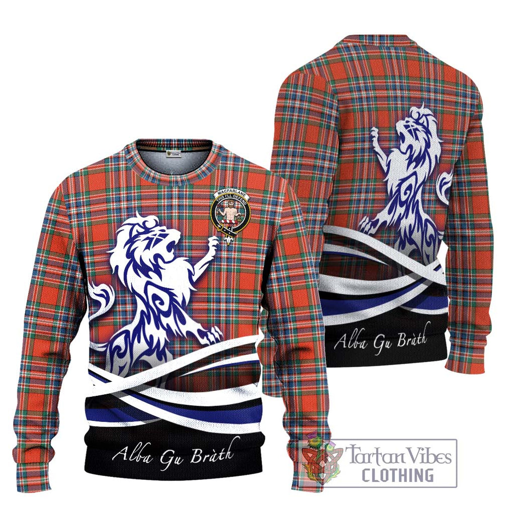 MacFarlane Ancient Tartan Knitted Sweater with Alba Gu Brath Regal Lion Emblem Unisex - Tartanvibesclothing Shop