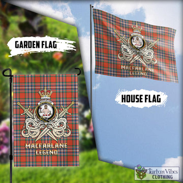 MacFarlane Ancient Tartan Flag with Clan Crest and the Golden Sword of Courageous Legacy