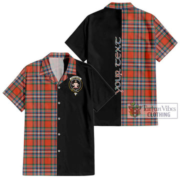 MacFarlane Ancient Tartan Short Sleeve Button Shirt with Family Crest and Half Of Me Style