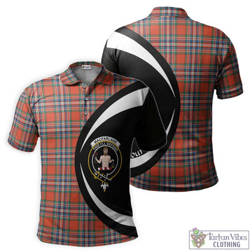 MacFarlane Ancient Tartan Men's Polo Shirt with Family Crest Circle Style