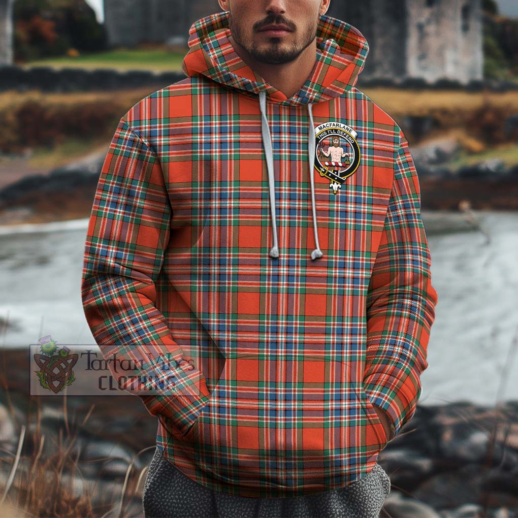 MacFarlane Ancient Tartan Cotton Hoodie with Family Crest Pullover Hoodie XS - Tartan Vibes Clothing