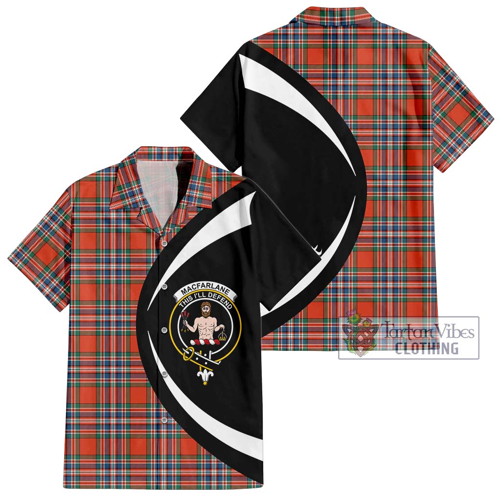 MacFarlane Ancient Tartan Short Sleeve Button Up with Family Crest Circle Style Kid - Tartan Vibes Clothing