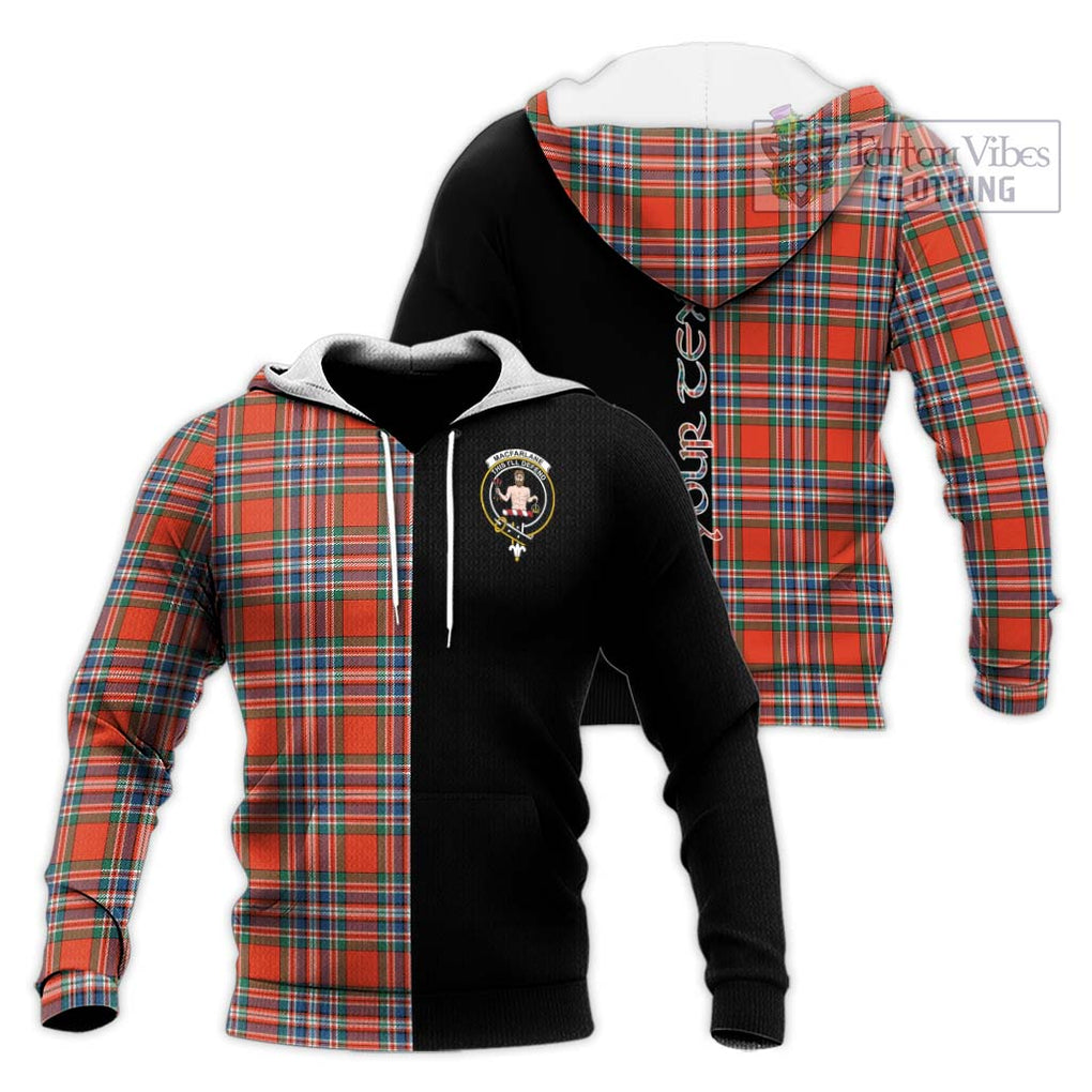 MacFarlane Ancient Tartan Knitted Hoodie with Family Crest and Half Of Me Style Unisex Knitted Pullover Hoodie - Tartanvibesclothing Shop