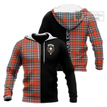 MacFarlane Ancient Tartan Knitted Hoodie with Family Crest and Half Of Me Style