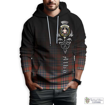 MacFarlane Ancient Tartan Hoodie Featuring Alba Gu Brath Family Crest Celtic Inspired