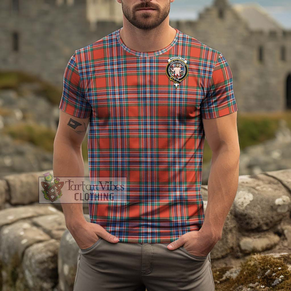 MacFarlane Ancient Tartan Cotton T-Shirt with Family Crest Men's Shirt - Tartanvibesclothing Shop