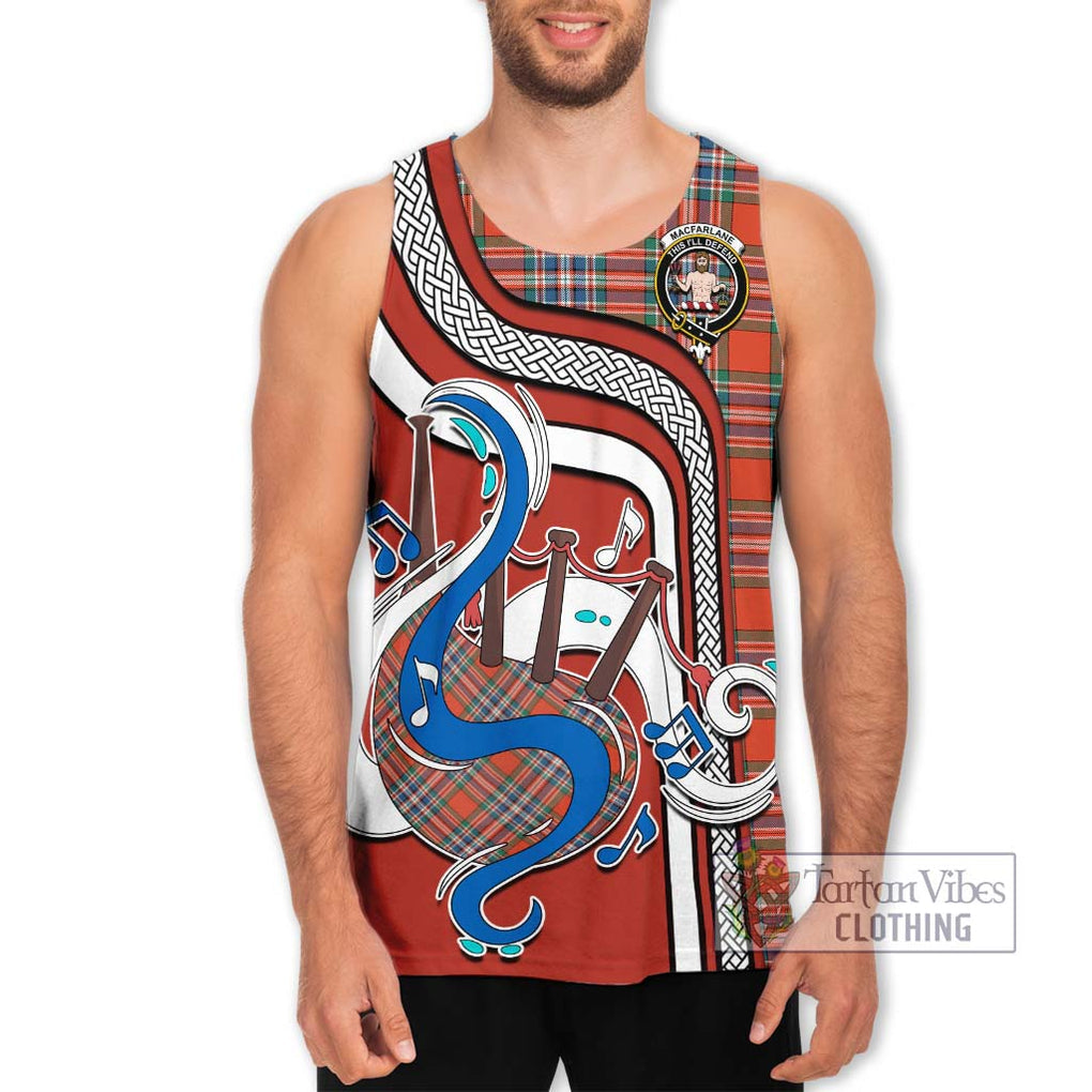 MacFarlane Ancient Tartan Men's Tank Top with Epic Bagpipe Style Men - Tartanvibesclothing Shop