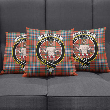 MacFarlane Ancient Tartan Pillow Cover with Family Crest