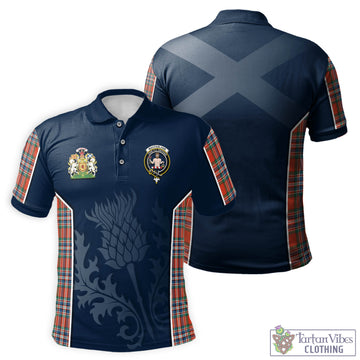 MacFarlane Ancient Tartan Men's Polo Shirt with Family Crest and Scottish Thistle Vibes Sport Style