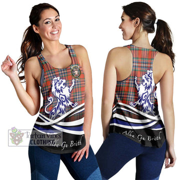 MacFarlane Ancient Tartan Women's Racerback Tanks with Alba Gu Brath Regal Lion Emblem