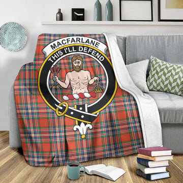 MacFarlane Ancient Tartan Blanket with Family Crest