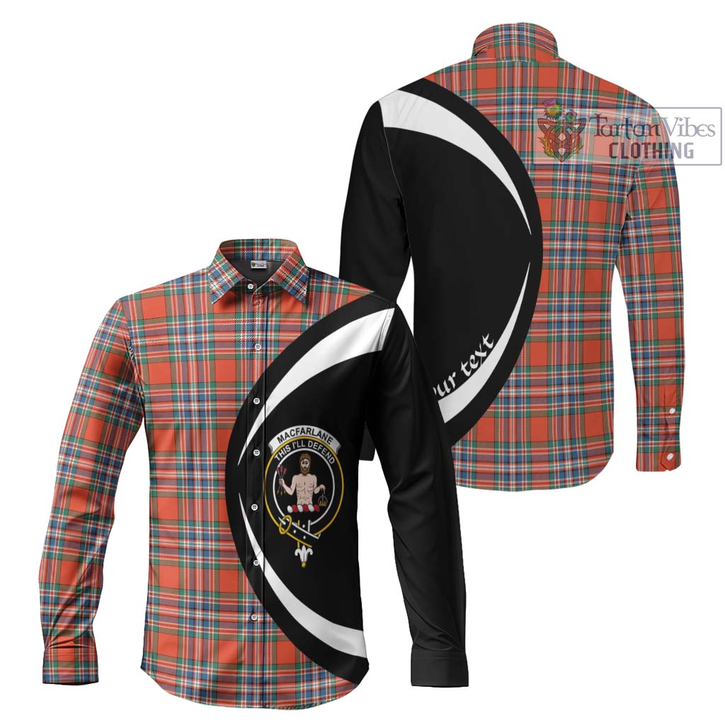 MacFarlane Ancient Tartan Long Sleeve Button Up with Family Crest Circle Style Men's Shirt S - Tartan Vibes Clothing