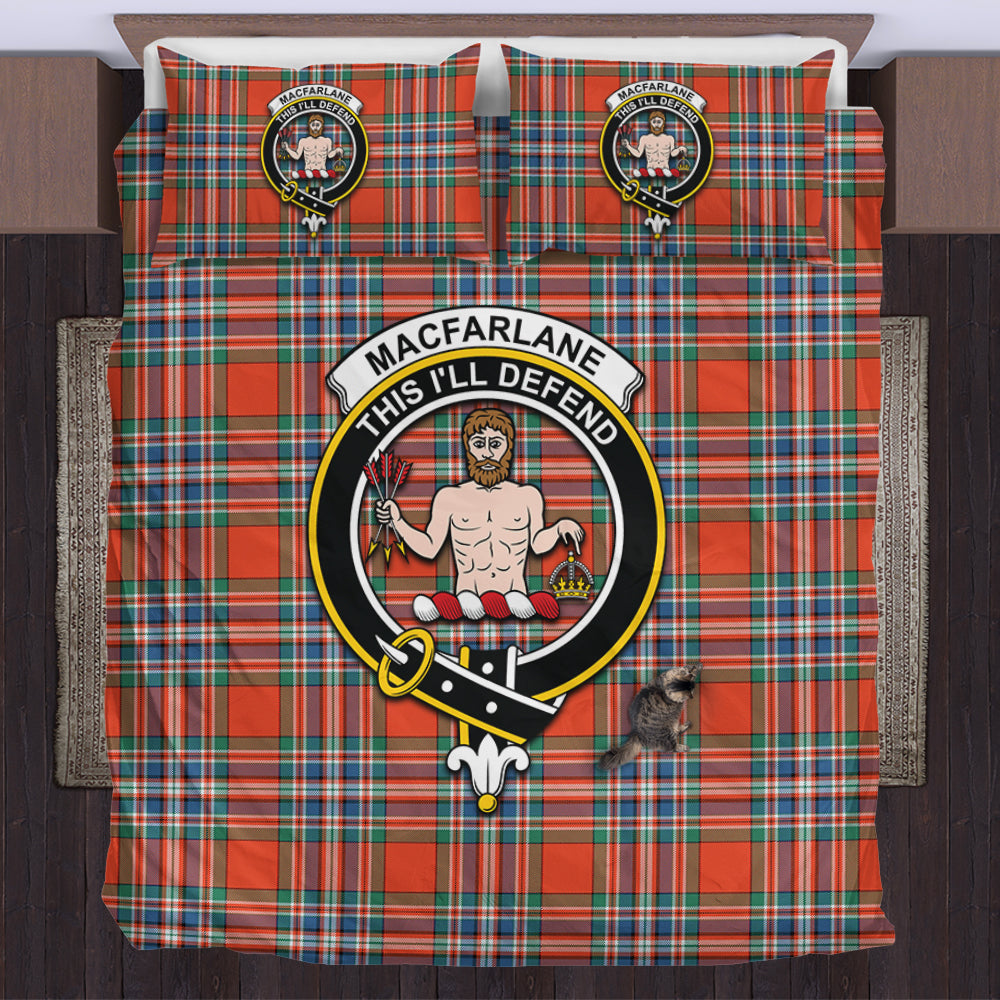 MacFarlane Ancient Tartan Bedding Set with Family Crest US Bedding Set - Tartan Vibes Clothing