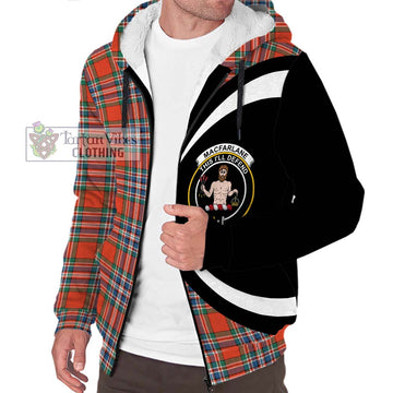 MacFarlane Ancient Tartan Sherpa Hoodie with Family Crest Circle Style