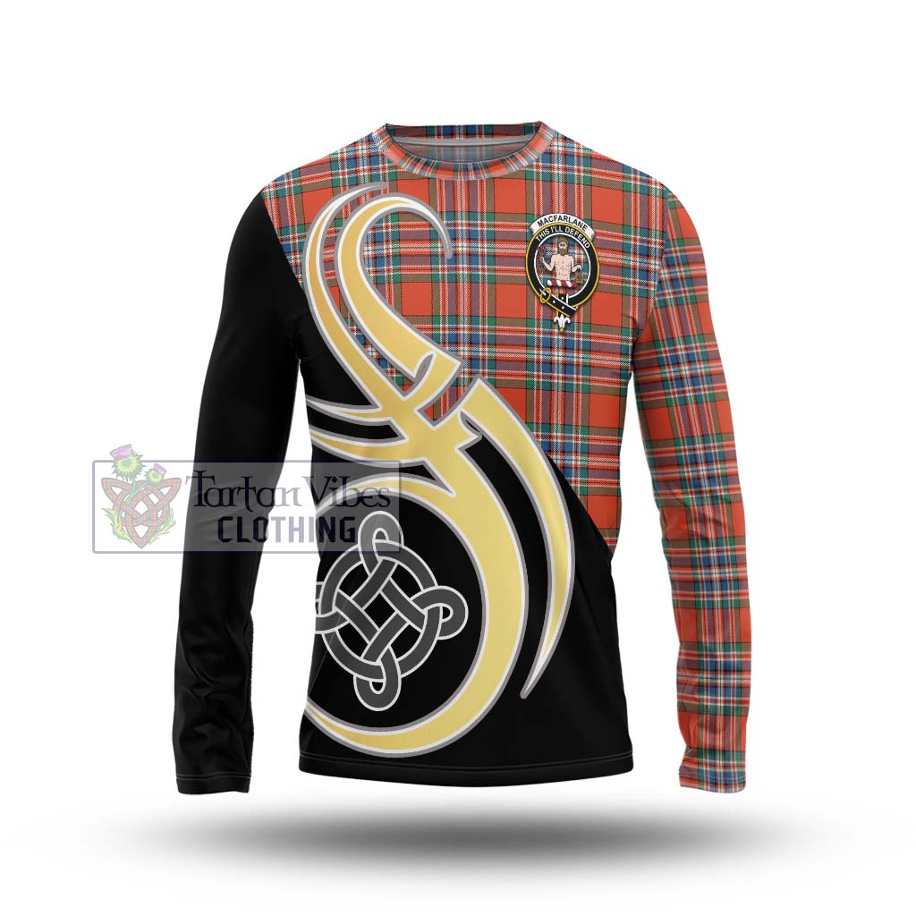 MacFarlane Ancient Tartan Long Sleeve T-Shirt with Family Crest and Celtic Symbol Style Unisex - Tartan Vibes Clothing