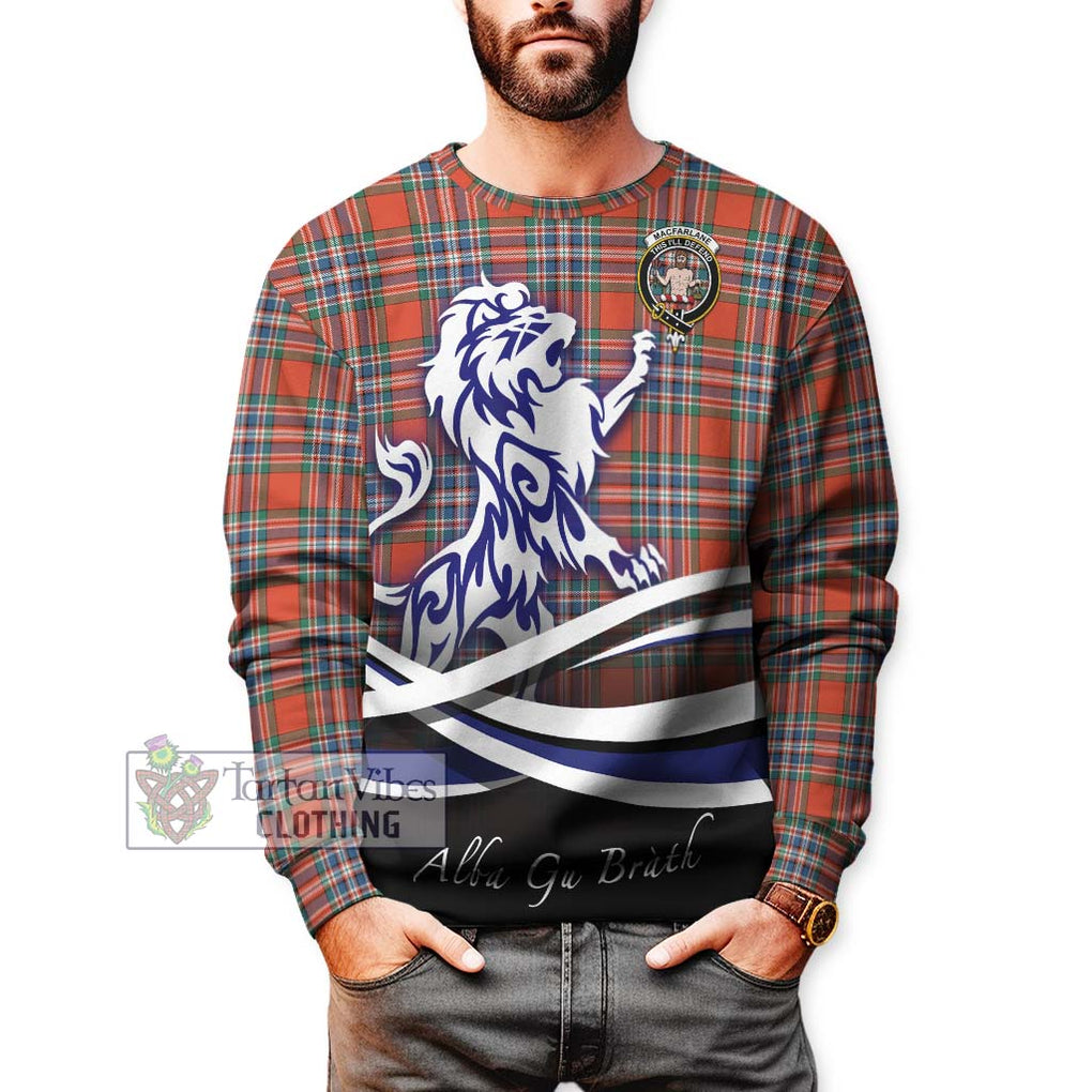 MacFarlane Ancient Tartan Sweatshirt with Alba Gu Brath Regal Lion Emblem Unisex - Tartanvibesclothing Shop