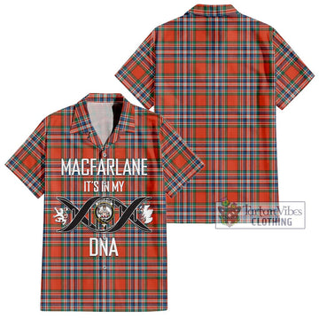 MacFarlane Ancient Tartan Short Sleeve Button Shirt with Family Crest DNA In Me Style