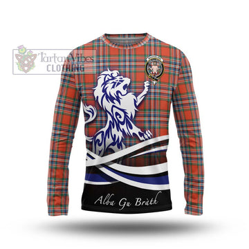 MacFarlane Ancient Tartan Long Sleeve T-Shirt with Alba Gu Brath Regal Lion Emblem