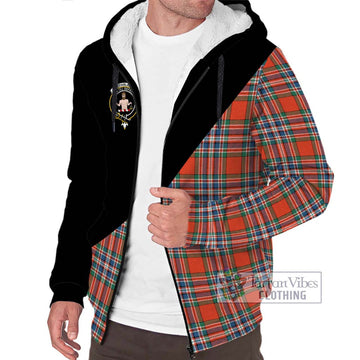 MacFarlane Ancient Tartan Sherpa Hoodie with Family Crest and Military Logo Style