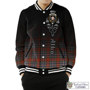 MacFarlane Ancient Tartan Baseball Jacket Featuring Alba Gu Brath Family Crest Celtic Inspired