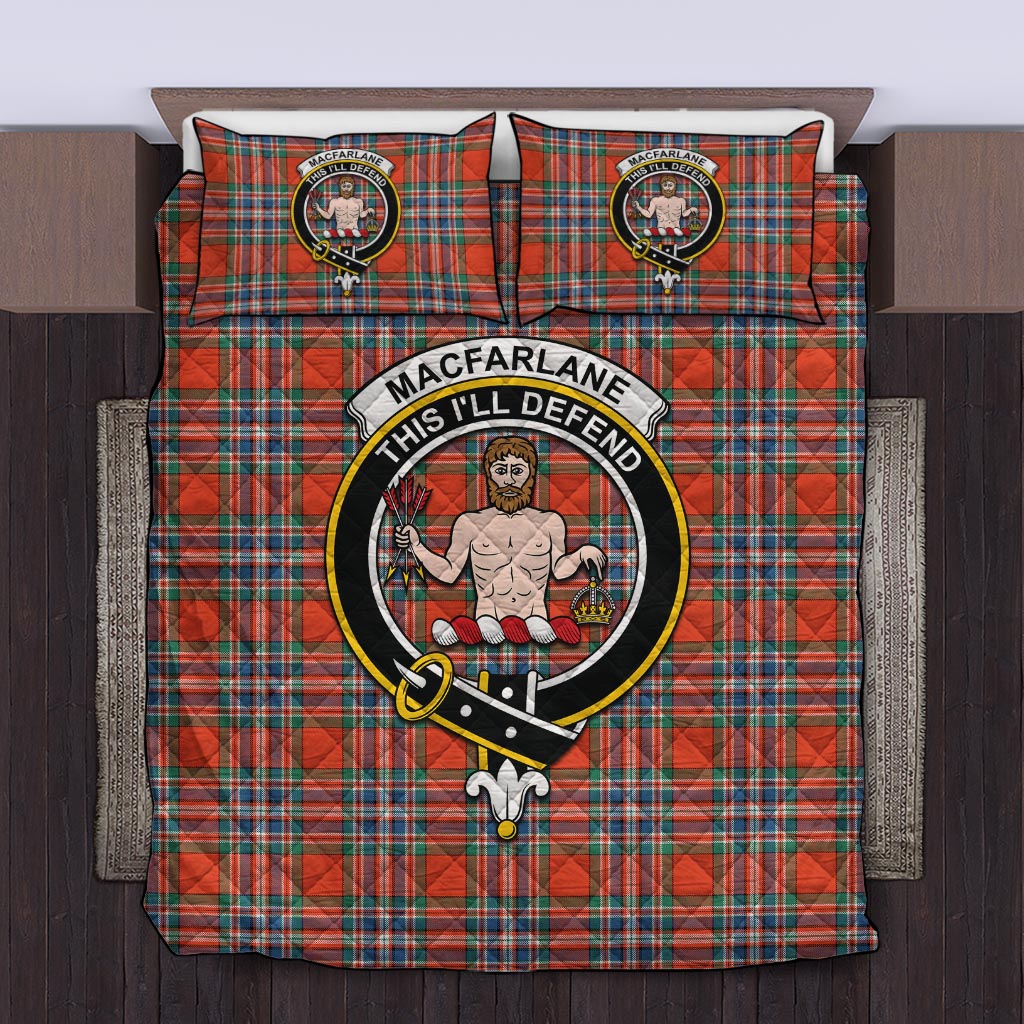 MacFarlane Ancient Tartan Quilt Bed Set with Family Crest Twin - Tartan Vibes Clothing