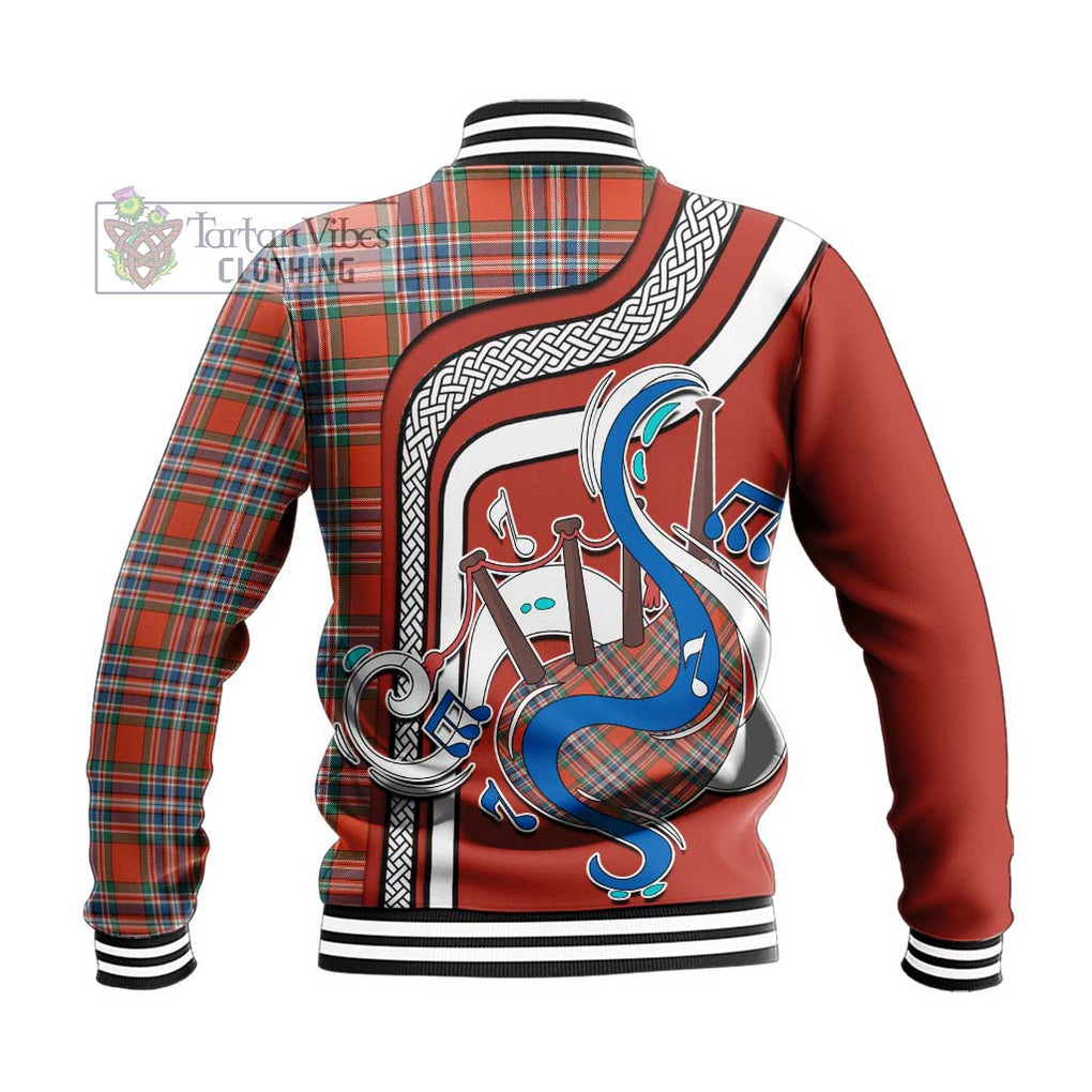 Tartan Vibes Clothing MacFarlane Ancient Tartan Baseball Jacket with Epic Bagpipe Style