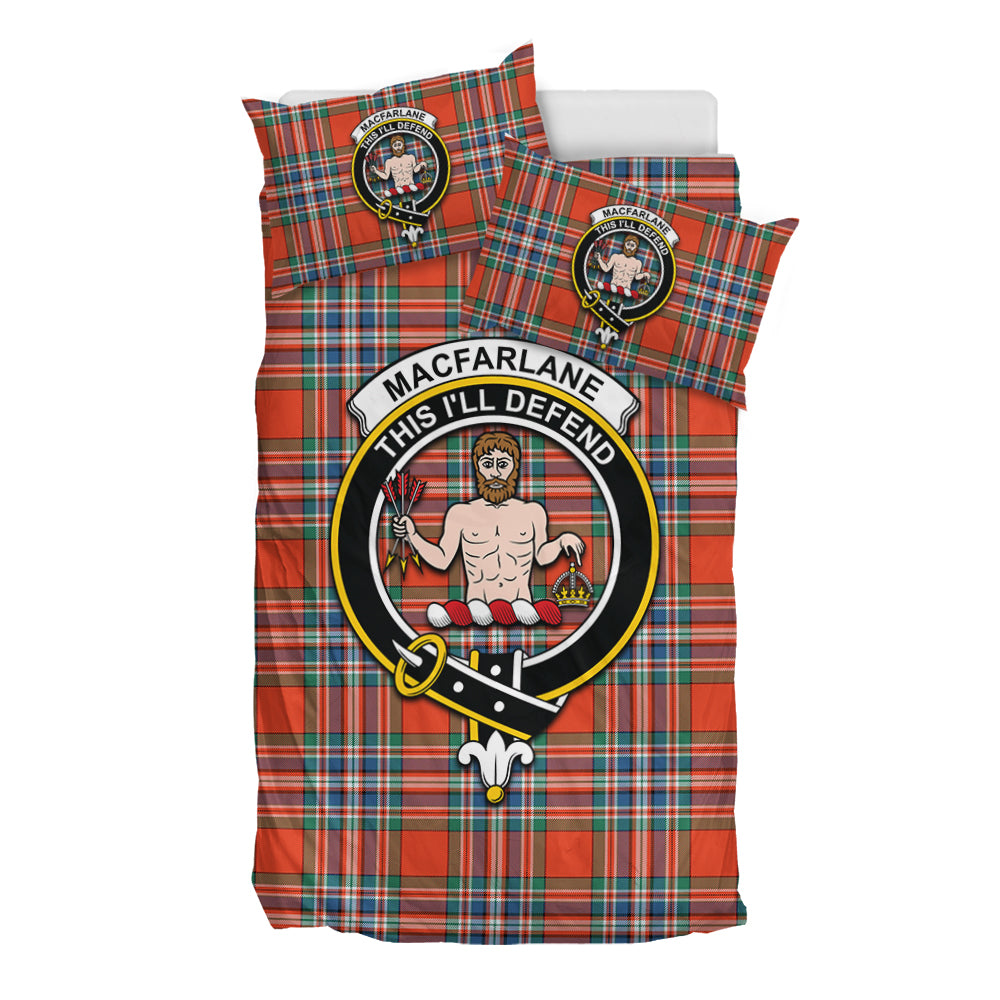 MacFarlane Ancient Tartan Bedding Set with Family Crest - Tartan Vibes Clothing