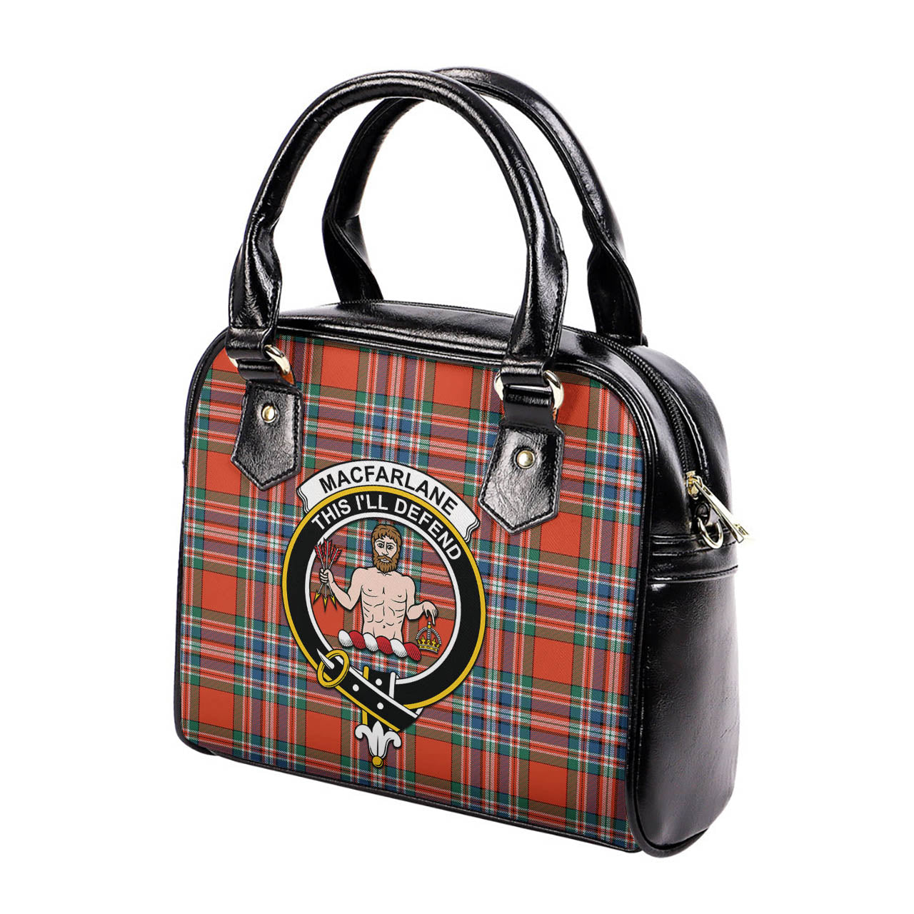 MacFarlane Ancient Tartan Shoulder Handbags with Family Crest - Tartanvibesclothing