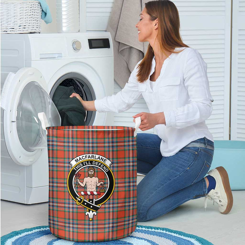 MacFarlane Ancient Tartan Laundry Basket with Family Crest - Tartanvibesclothing Shop