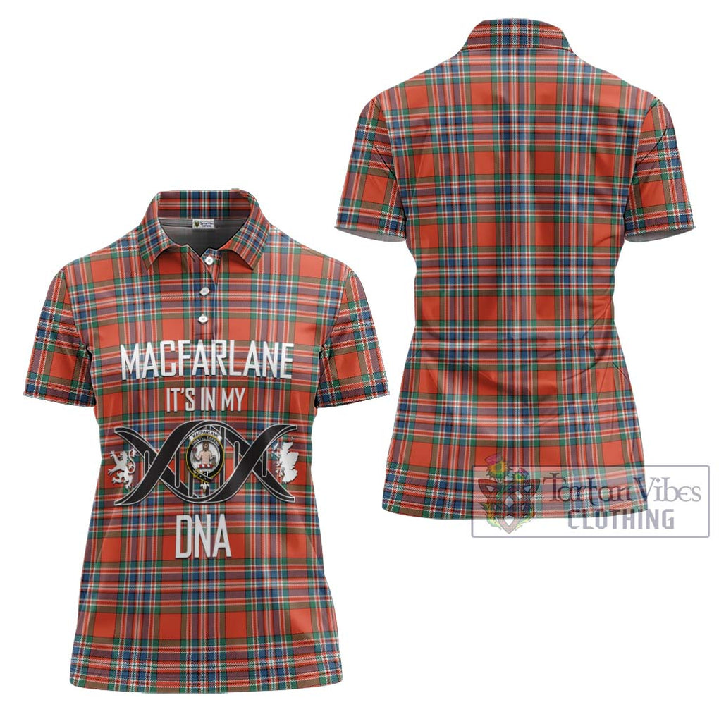 MacFarlane Ancient Tartan Women's Polo Shirt with Family Crest DNA In Me Style - Tartanvibesclothing Shop