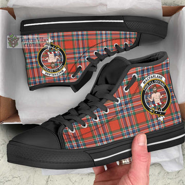 MacFarlane Ancient Tartan High Top Shoes with Family Crest