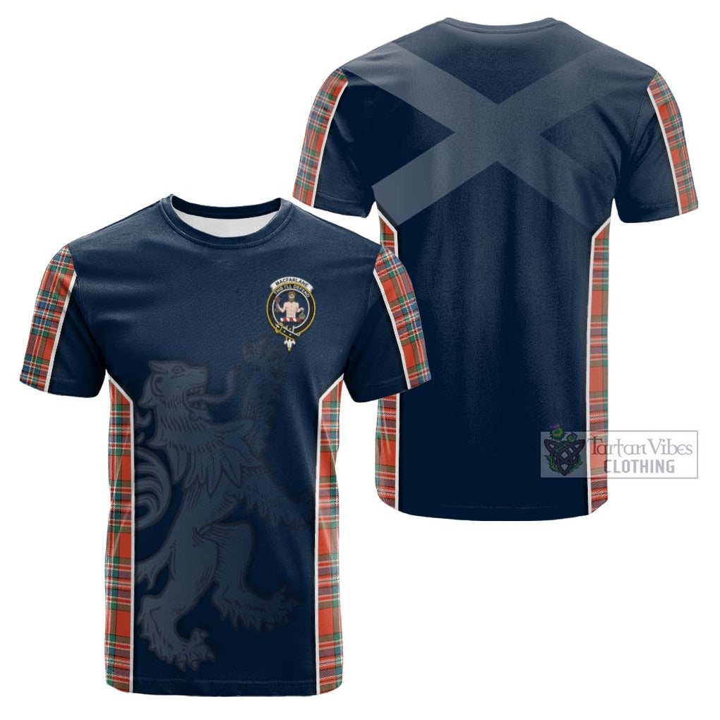 Tartan Vibes Clothing MacFarlane Ancient Tartan Cotton T-shirt with Family Crest and Lion Rampant Vibes Sport Style