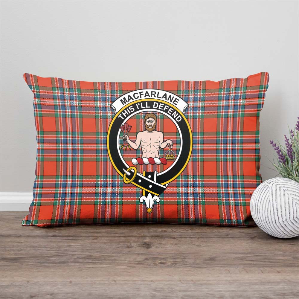 MacFarlane Ancient Tartan Pillow Cover with Family Crest Rectangle Pillow Cover - Tartanvibesclothing