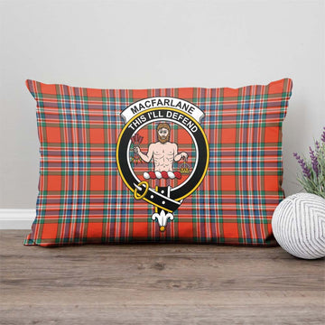 MacFarlane Ancient Tartan Pillow Cover with Family Crest