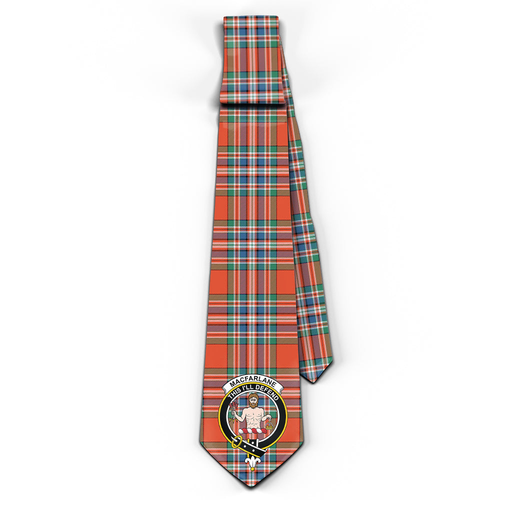 MacFarlane Ancient Tartan Classic Necktie with Family Crest - Tartan Vibes Clothing