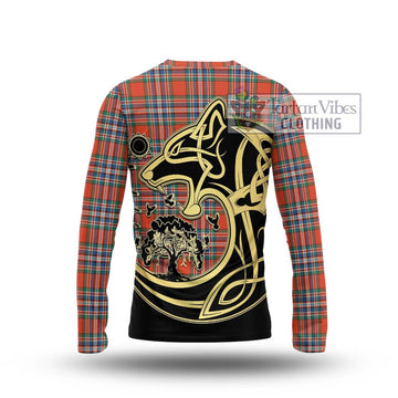 MacFarlane Ancient Tartan Long Sleeve T-Shirt with Family Crest Celtic Wolf Style