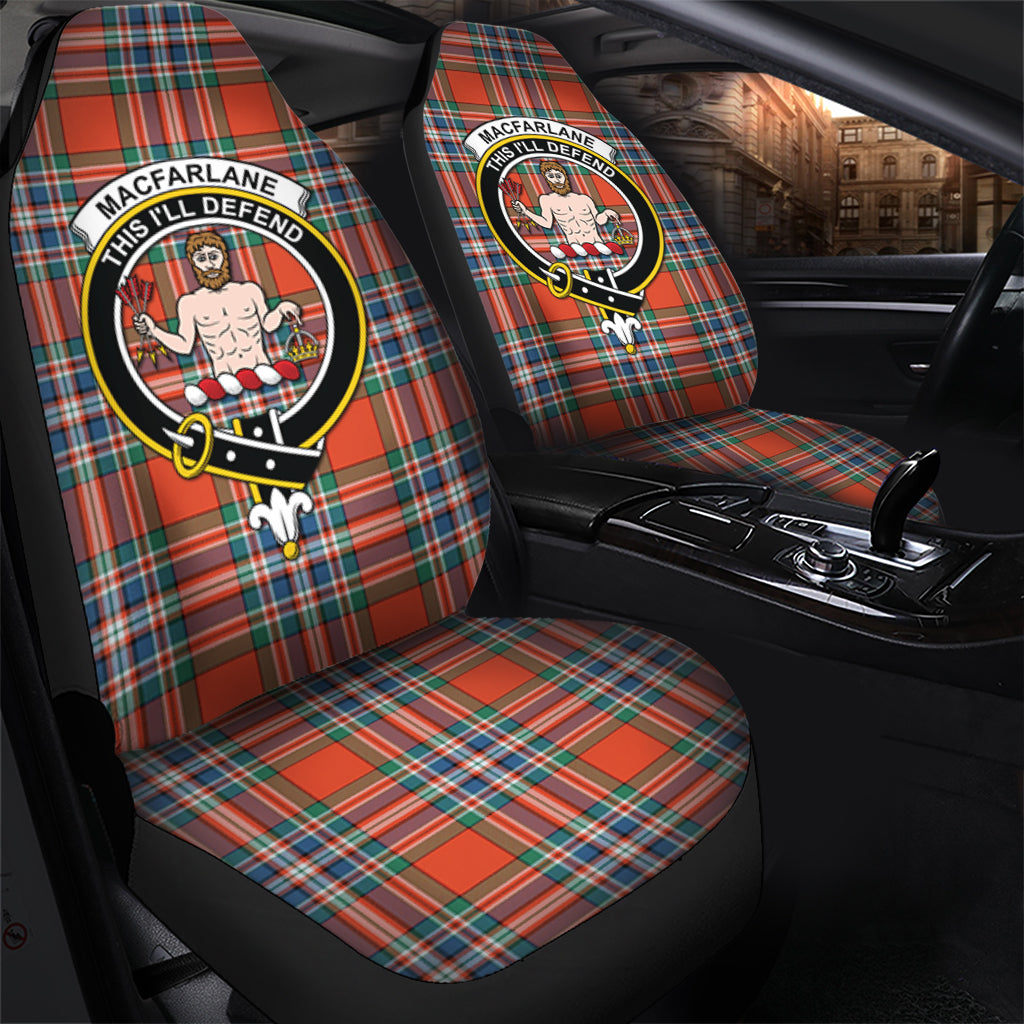 MacFarlane Ancient Tartan Car Seat Cover with Family Crest - Tartanvibesclothing