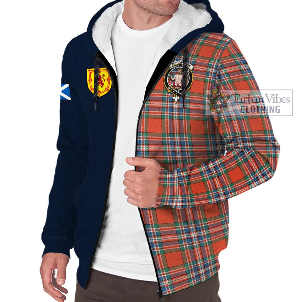 Tartan Vibes Clothing MacFarlane Ancient Tartan Sherpa Hoodie with Scottish Lion Royal Arm Half Style