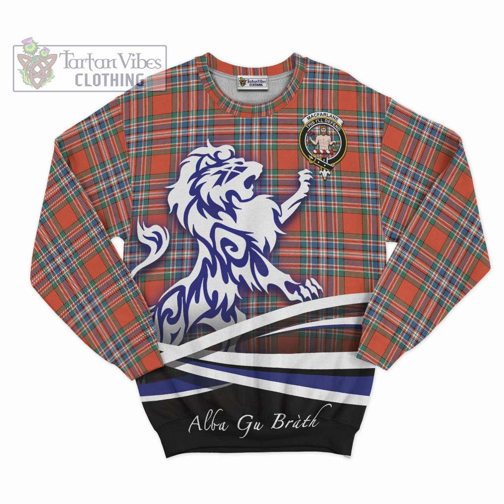 MacFarlane Ancient Tartan Sweatshirt with Alba Gu Brath Regal Lion Emblem - Tartanvibesclothing Shop